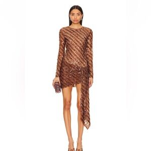 Camila Coelho Cataleya Sequin Mini Dress in Carmel